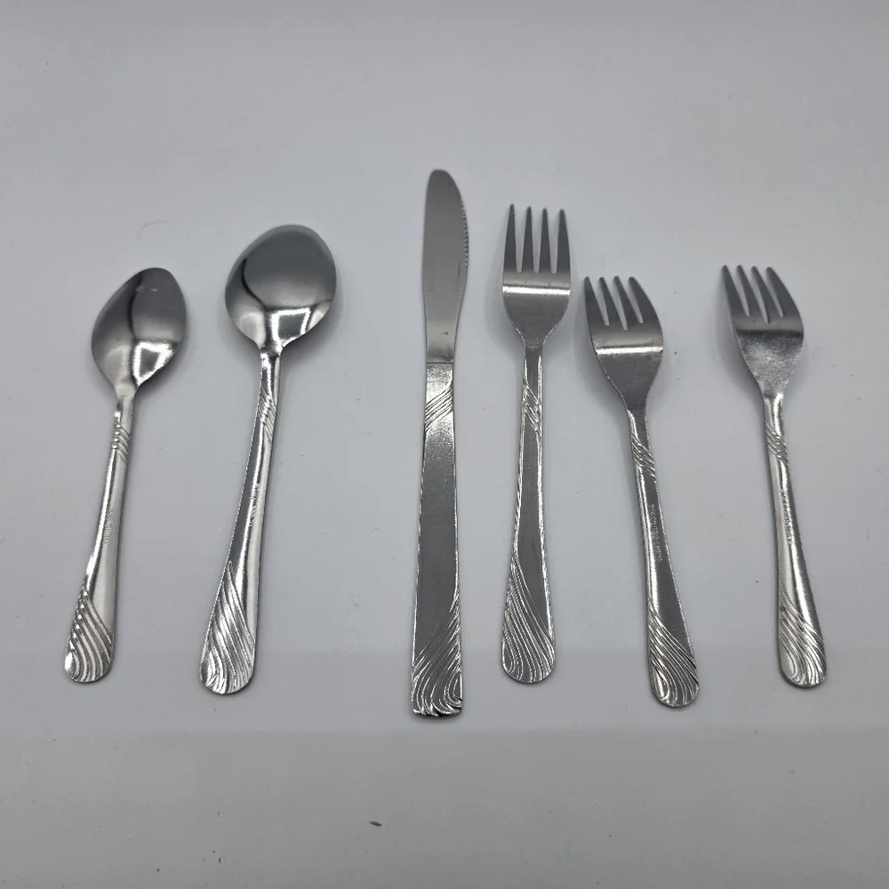 Mainstays Swirl Stainless Steel 1 Piece Setting Utensils Eating Dinner